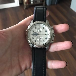 Men’s Fossil Watch with Black Leather Strap